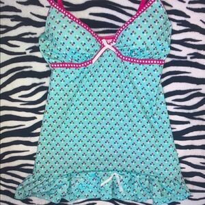 Aqua and Pink Polka Dot Women's Sleepwear